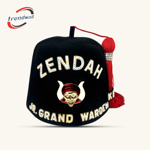 GROTTO Prophet Single Jewel Fez with Pin Emblem & Aurora Borealis Rhinestones