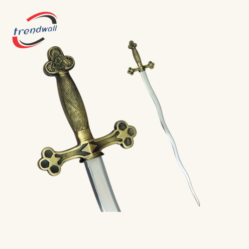 Fellowcraft Blue Lodge Sword - Snake Flaming Sword with Square Compass, Gold & Black Hilt