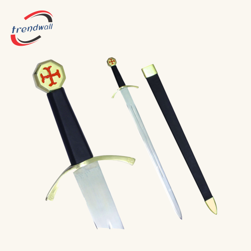 Knights Templar Commandery Sword - Black & Gold Hilt with Black Scabbard & Red Cross