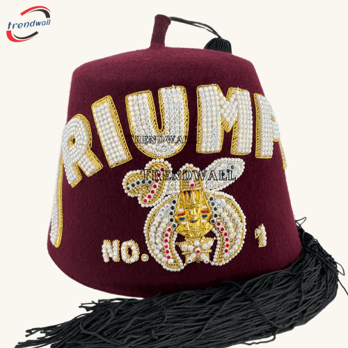 Shriner Fez, Masonic Shriner Custom Fez Hand Embroidered with Rhinestone, Shriners Fez,
