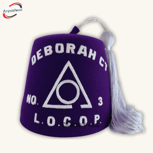 Masonic LOCOP Fez Purple Color Custom Temple Name Hand Embroidery
