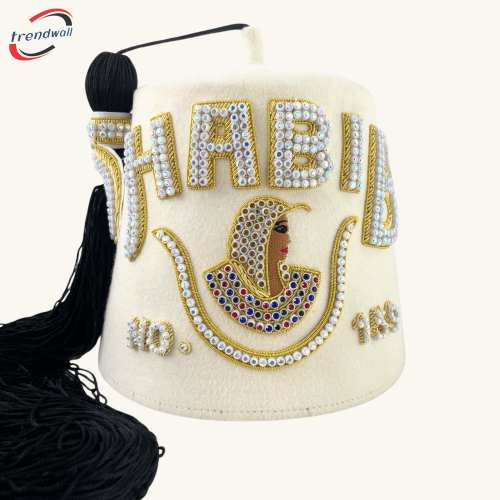 Masonic Doe Fez - 100% Pure Wool, Hand Embroidered, Customizable Tassels، Daughter of ISIS Fez, Masonic Fez, Wool Fez